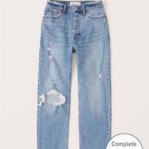 Abercrombie High Rise Light Wash Ripped Dad Jeans